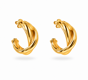 Brinco Argola Trançada com Tarraxa – Banho Ouro 18K