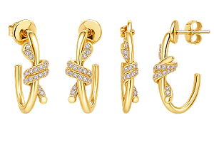 Brinco Argola com Laço Cravejado – Banho Ouro 18K