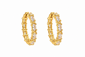 Brinco Argola Cravejada – Banho de Ouro 18K