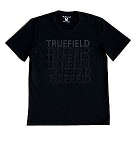 Camiseta masculina em algodão com decote careca escrita em relevo TRUEFIELD