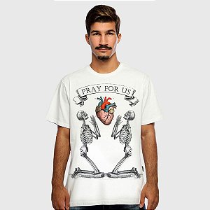 Camiseta Masculina Branca Manga Curta Pray Hardivision