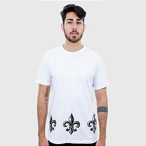 Camiseta Masculina Branca Flor de Lis Hardivision