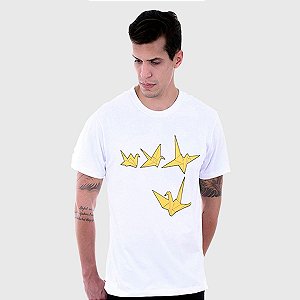 Camiseta Masculina Branca Manga Curta Tsuru Hardivision