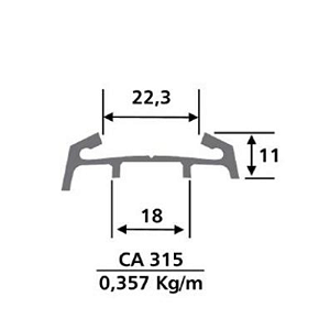 Perfil Aluminio Facao lateral externo onibus CA315