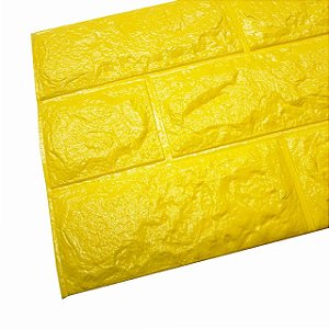 Adesivo de parede 3d com painel de tijolos 60cm x 15cm cor amarelo