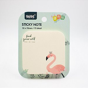  Bloco de Anotação  com  Cola  c/ 75 folhas  Flamingo/ verde