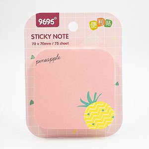 Bloco de Anotação  com  Cola  c/ 75 folhas  Abacaxi/ rosa pineapple