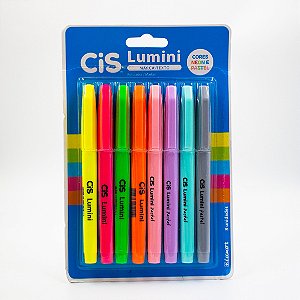 Marca Texto Lumini CIS kit c/4 cores neon + 4 cores pastel.