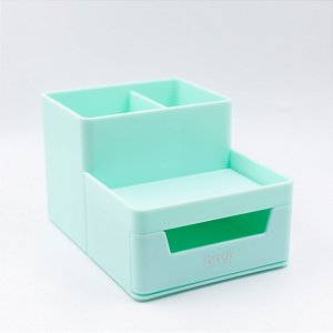 Organizador Plástico de Mesa com Gaveta c/ 4 Compartimentos BRW Verde Pastel