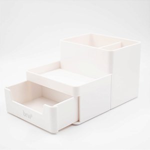 Organizador Plástico de Mesa com Gaveta c/ 4 Compartimentos BRW Branco