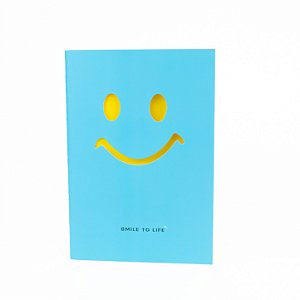 Caderno Brochura Capa com caricaturas #Smiletolife Capa Azul
