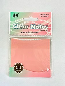 Bloco Autoadesivo Transparente Clear Notes Yes - Rosa (75x75mm)