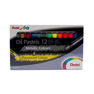 Giz Pastel Oleoso Pentel c/12 cores metalizadas e neon.