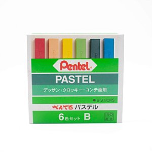 Giz Pastel Seco Pentel c/6 cores Básicas.