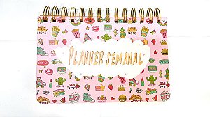 Bloco Planner Semanal Espiral Capa Divertida.