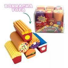 Borrachas Lanchinhos Fast Food Cortável Kit C/6.