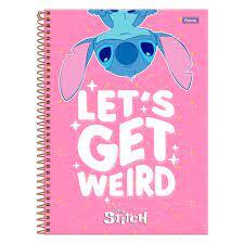 Caderno Universitário Stitch Let's Get Weird 160 folhas - 10 Matérias Capa Metalizada