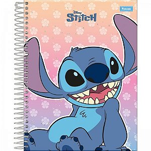 Caderno Colegial Stitch Sentado  80 folhas - 1 Matéria