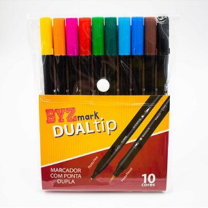 Caneta Brush  Dual Tip Colors c/10 pcs - Bismark/Yes