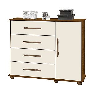 COMODA SAPATEIRA - PRIMUS VENEZA - MEL/PEROLA - 4 GAVETAS/1 PORTA