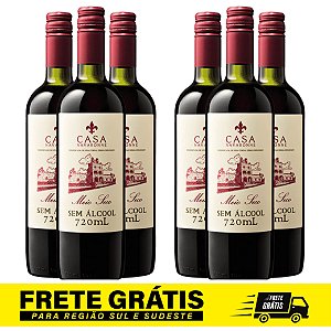 6 unidades - Vinho La Dorni Tinto Meio Seco Bordô Casa Navaronne Sem Álcool 720 mL