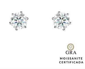 Brinco Solitario Glam Moissanite 1.0 ct 6,5 MM