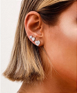 Brinco Coração Moissanite