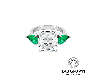 Anel Emerald Lab Grown Glam Moissanite