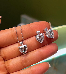 Conjunto Coração Moissanite