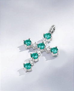 Pingente Cruz Turmalina Paraíba Lab Grown