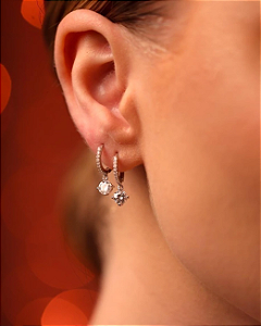 Brinco Argola Com Pingente Moissanite