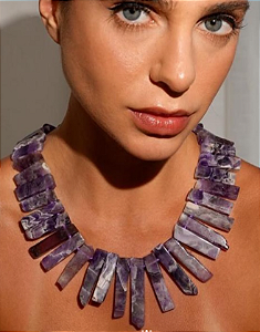 Colar Pedra Ametista Natural