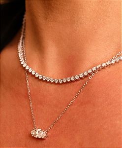 Colar Riviera Moissanite 4 garras