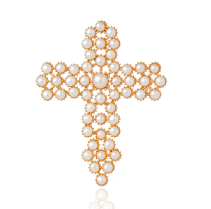 Broche Crucifixo Perola Cristina Sabatini