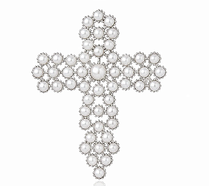 Broche Crucifixo Perola Rodium Cristina Sabatini