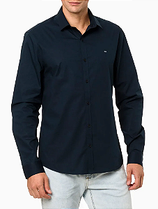 CALVIN KLEIN CAMISA SLIM BÁSICA MANGA LONGA AZUL MARINHO