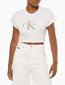 CALVIN KLEIN JEANS CAMISETA KHAKIS ELÁSTICO OFF WHITE