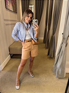 SHORT PREGA LINHO BEGE