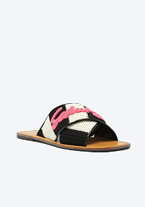 SCHUTZ SANDÁLIA RASTEIRA X PRETA E PINK