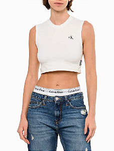 CALVIN KLEIN JEANS BLUSA CROP IN THE SUNSHINE OFF WHITE