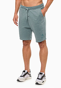 CALVIN KLEIN JEANS BERMUDA MOLETOM RE ISSUE VERDE MÉDIO