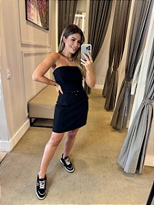 MINI VESTIDO COM CINTO HERMES PRETO
