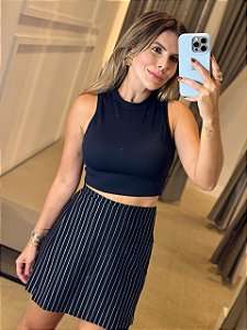 TOP CROPPED MATELASSÊ PRETO