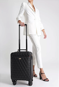 SCHUTZ MALA DE BORDO RODINHAS 944 TRAVEL COURO PRETA