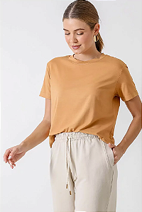 BLUSA COM OMBRO DESLOCADO CARAMELO