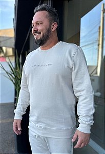 CALVIN KLEIN JEANS CASACO MOLETOM LOGOMANIA AREIA