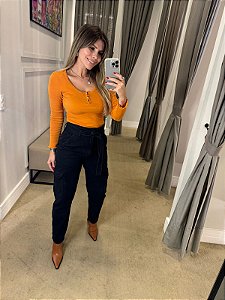 CALVIN KLEIN JEANS CALÇA JEANS BALLOON CARGO CLOCHARD PRETA