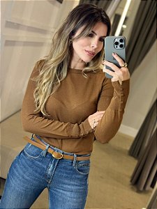 BLUSA MANGA LONGA TRICOT GABRIELA MARROM