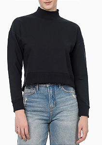 CALVIN KLEIN JEANS CASACO MOLETOM LOGO HOTFIX PRETO