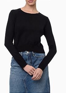 CALVIN KLEIN JEANS TRICOT CASHMERE LIKE LOGO PRETO